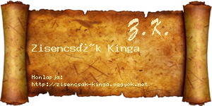 Zisencsák Kinga névjegykártya